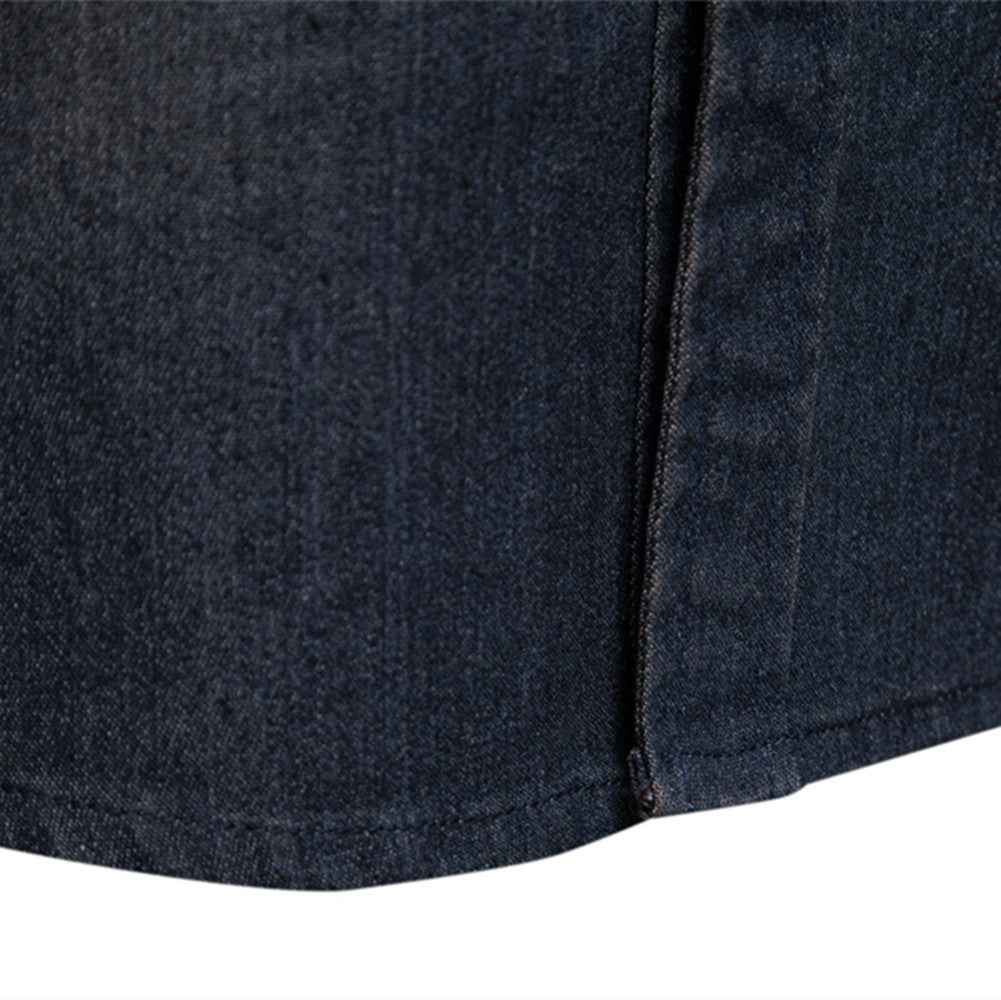 Men's Slim Fit Long Sleeve Denim Shirt | Solid Button-Down Casual Jean Top