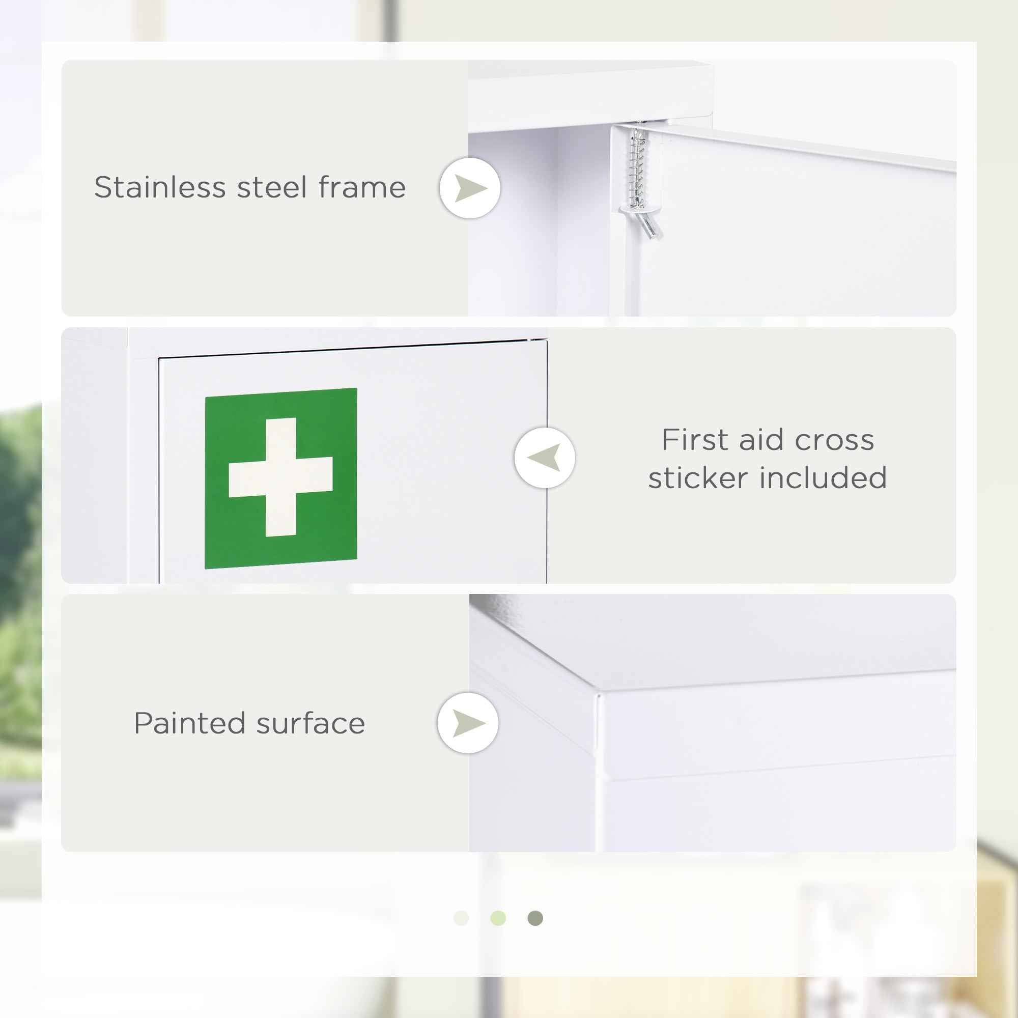 Lockable Medicine Cabinet – 16" x 21" 3-Tier Steel Medical Wall Box with 2 Keys & Shelves, White