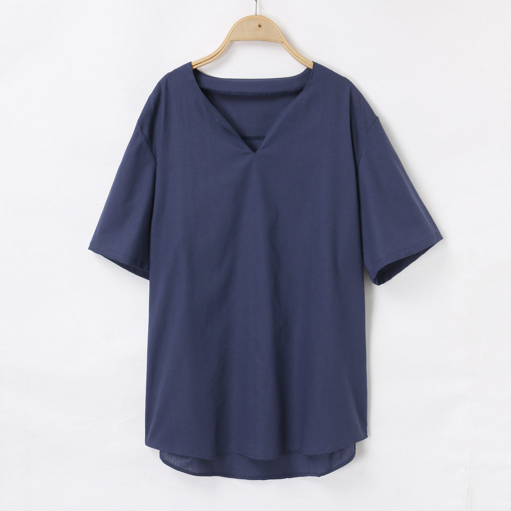 Men's Solid Color Short Sleeve Casual Shirt - Shop NCLC
