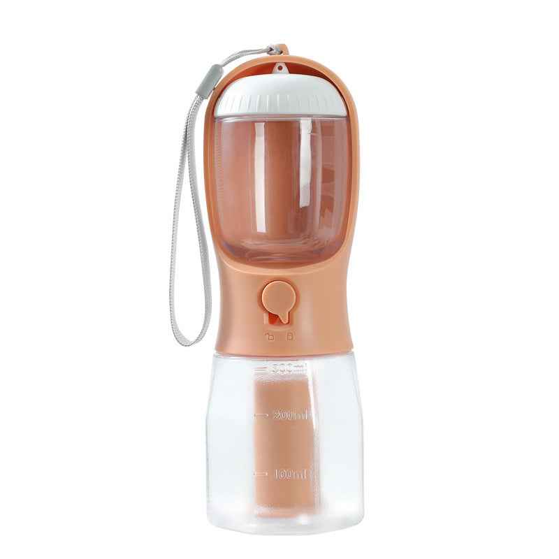 Portable Dog Water Bottle and Food Dispenser with Built-in Waste Bag Holder 3-in-1 – Leak-Proof, Travel Multi-Functional Pet Utility Cup for Walking, Hiking, and Outdoor Use