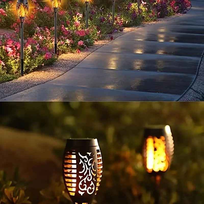 5-Pack Solar Pathway Torch Lights – Outdoor Flickering Dancing Flame Landscape Lighting for Christmas & Halloween