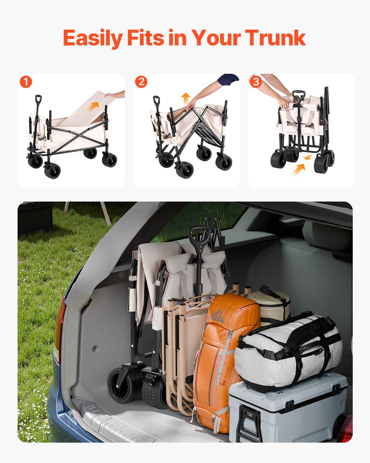 Heavy-Duty 2-in-1 Foldable Wagon Cart & Bench Seat | 550lb Capacity, 220L Camping & Utility Cart