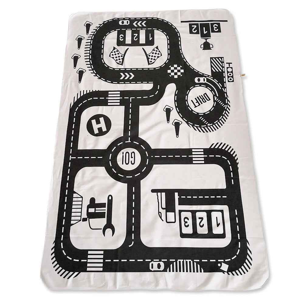 Highway Kids' Play Mat | 100% Cotton Canvas | City Road Map & Toy Car Rug