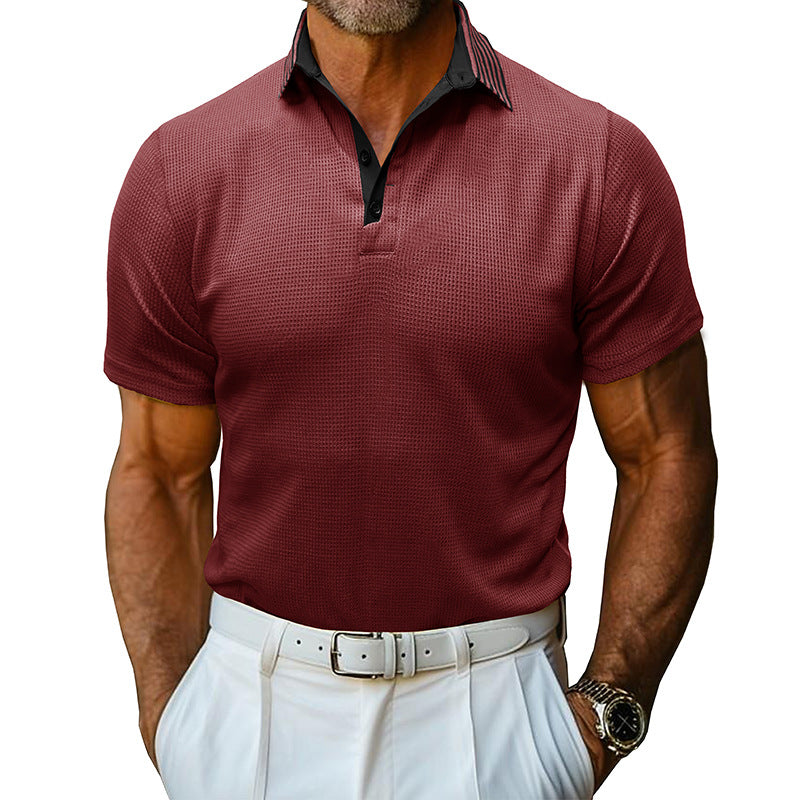 Men's Solid Color Polo Collar Casual Short Sleeve - Shop NCLC