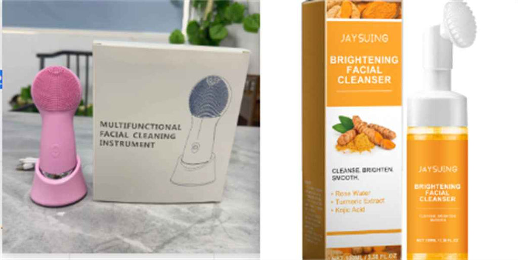 Electric Silicone Facial Cleansing Brush with Sonic Vibration and Thermal Heating