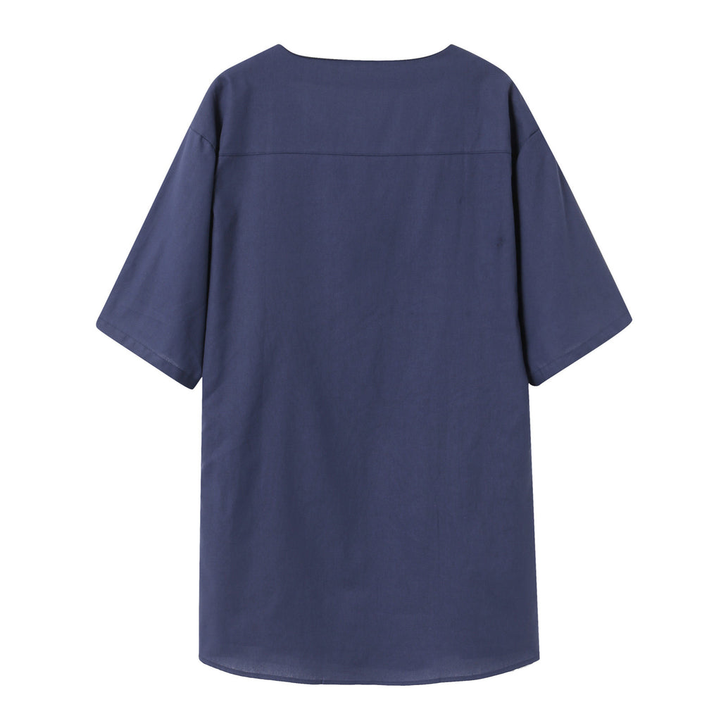 Men's Solid Color Short Sleeve Casual Shirt - Shop NCLC