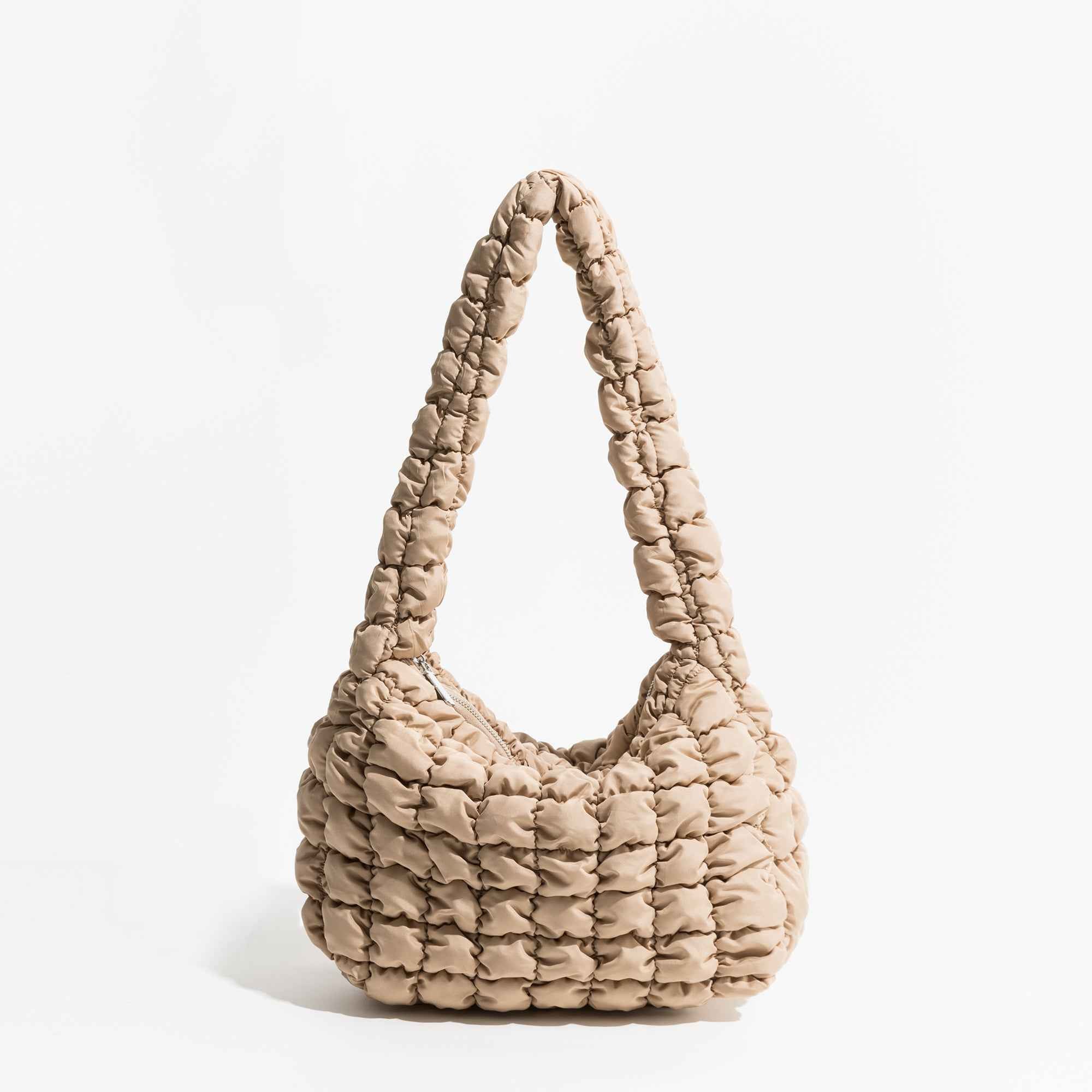 Nylon Puffer Hobo Bag | Quilted Padded Shoulder Purse & Feather Down Crossbody
