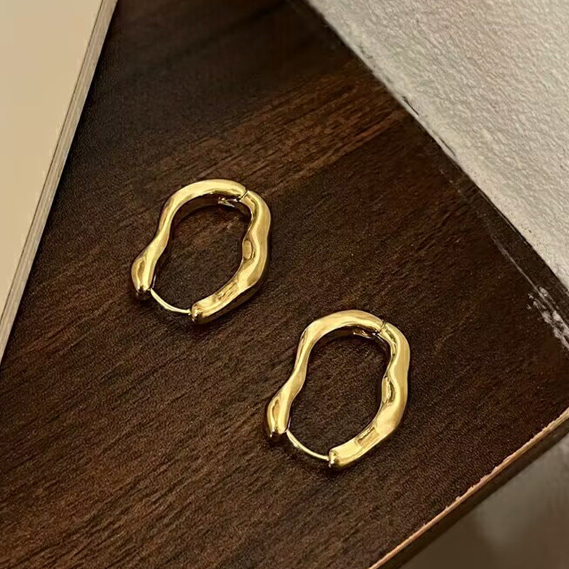 Irregular Geometry Ear Clip Female Personality Design Net Red Earrings Simple Graceful Ins Frosty Style Women's  Earrings - Shop NCLC