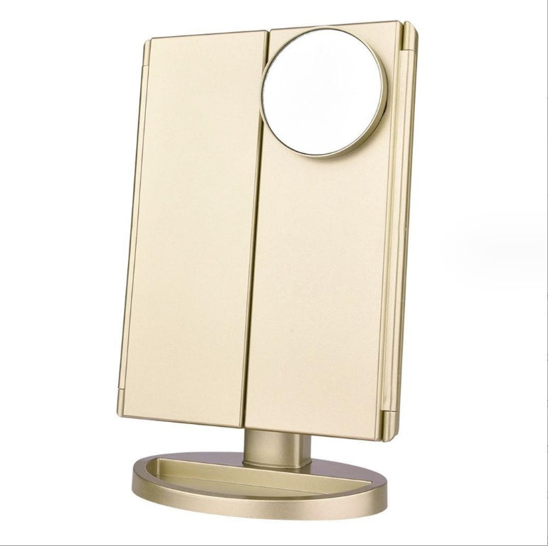 24 LED Magnifying Lighted Cosmetic Makeup Mirror Tabletop Tri-fold Touch Screen Mirror Touch Screen - Shop NCLC