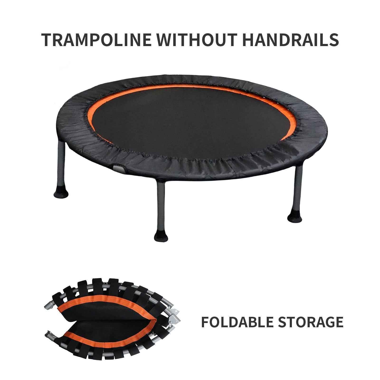Folding 48" Fitness Trampoline for Adults with Adjustable Handle – 330lb Capacity, Indoor/Outdoor Cardio Workout Rebounder