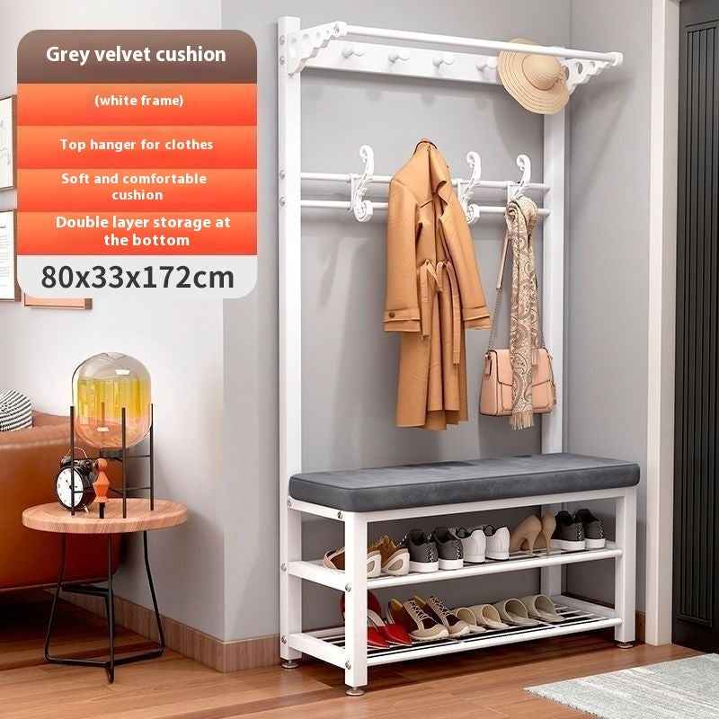 Multifunctional 3-in-1 Entryway Hall Tree | Coat Rack Floor Stand & Shoe Changing Stool with Storage Bench