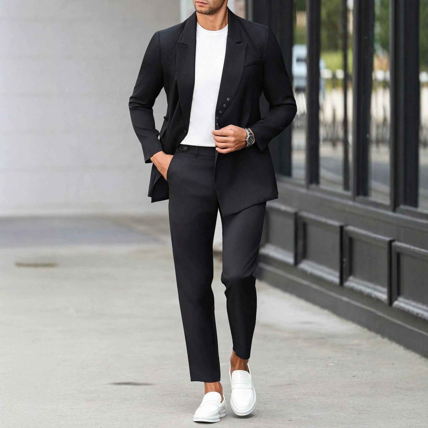 Stylish Men's 2-Button Business Suit Set | Slim Fit