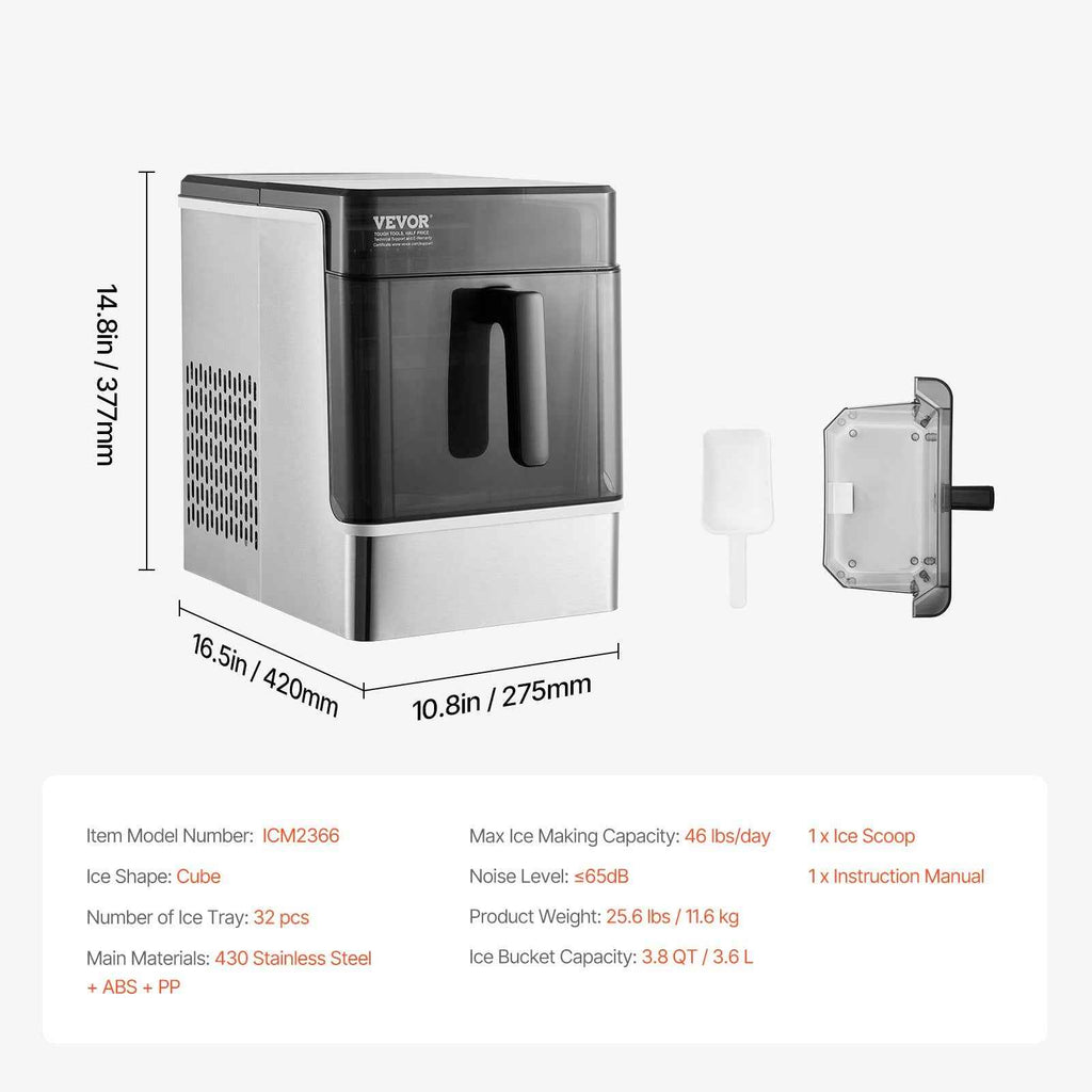 50Lbs/24H Portable Countertop Ice Maker – Self-Cleaning, 3 Cube Sizes