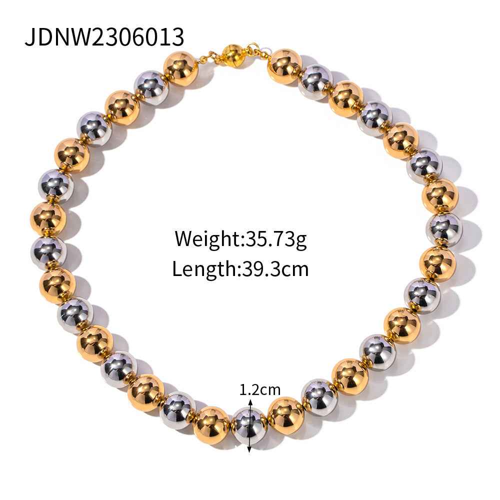 Golden Steel Beaded Necklace for Women | Waterproof & Tarnish-Free Gold Jewelry