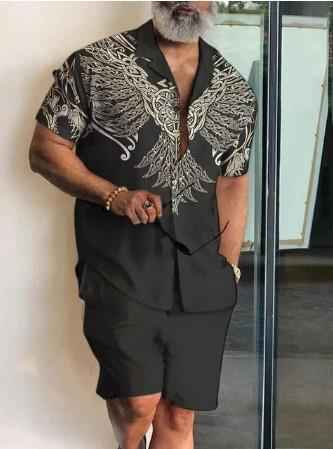 Men's Casual Beach Short-sleeved Shirt And Shorts Suit