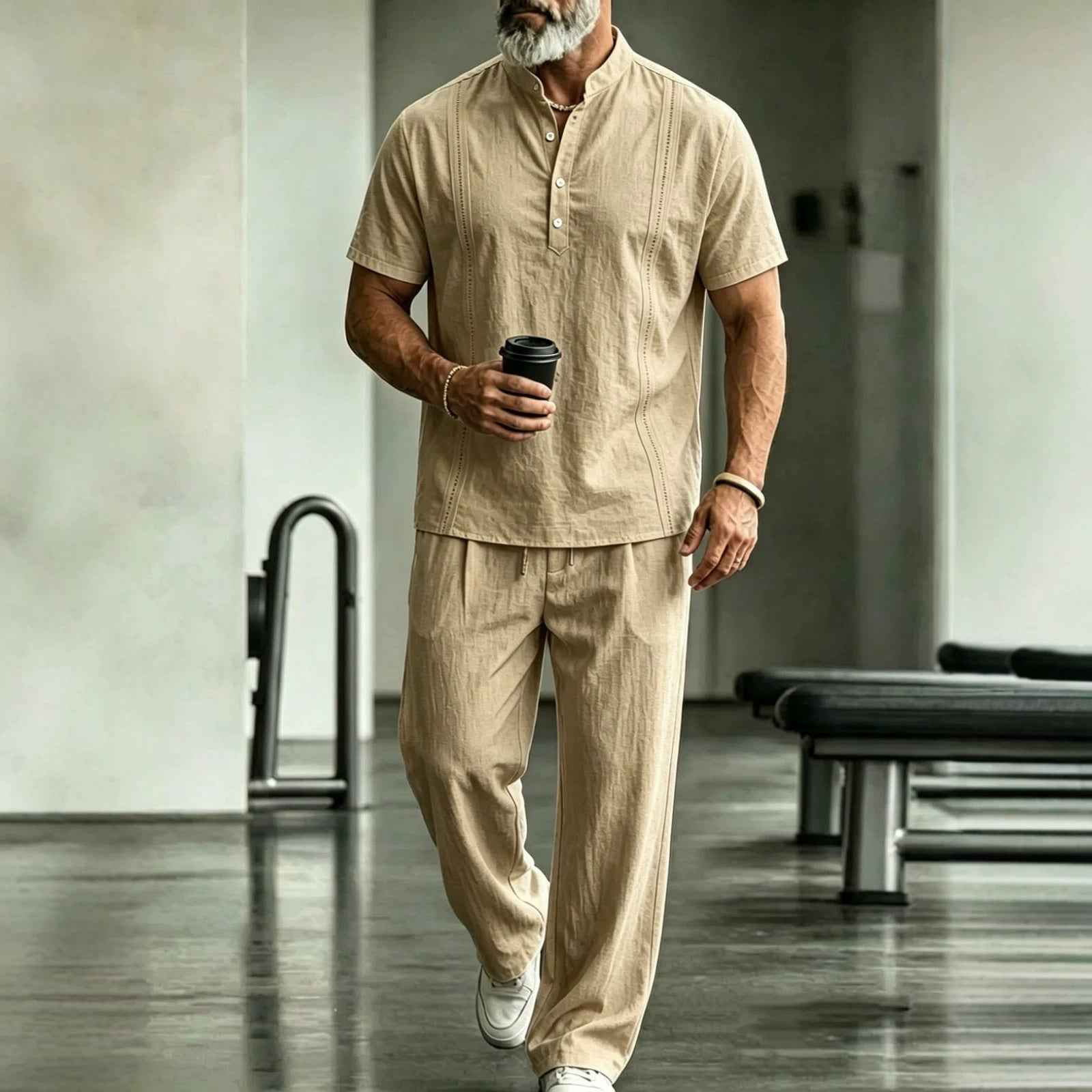 Men's 2-Piece Casual Short-Sleeve Shirt and Pants Set | Summer Loungewear & Beach Outfit