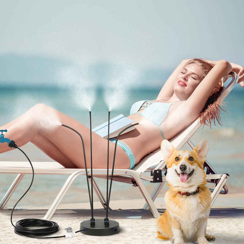 Adjustable Standing Misting System for Outside Patio & Garden – Portable Beach & Backyard Water Mister