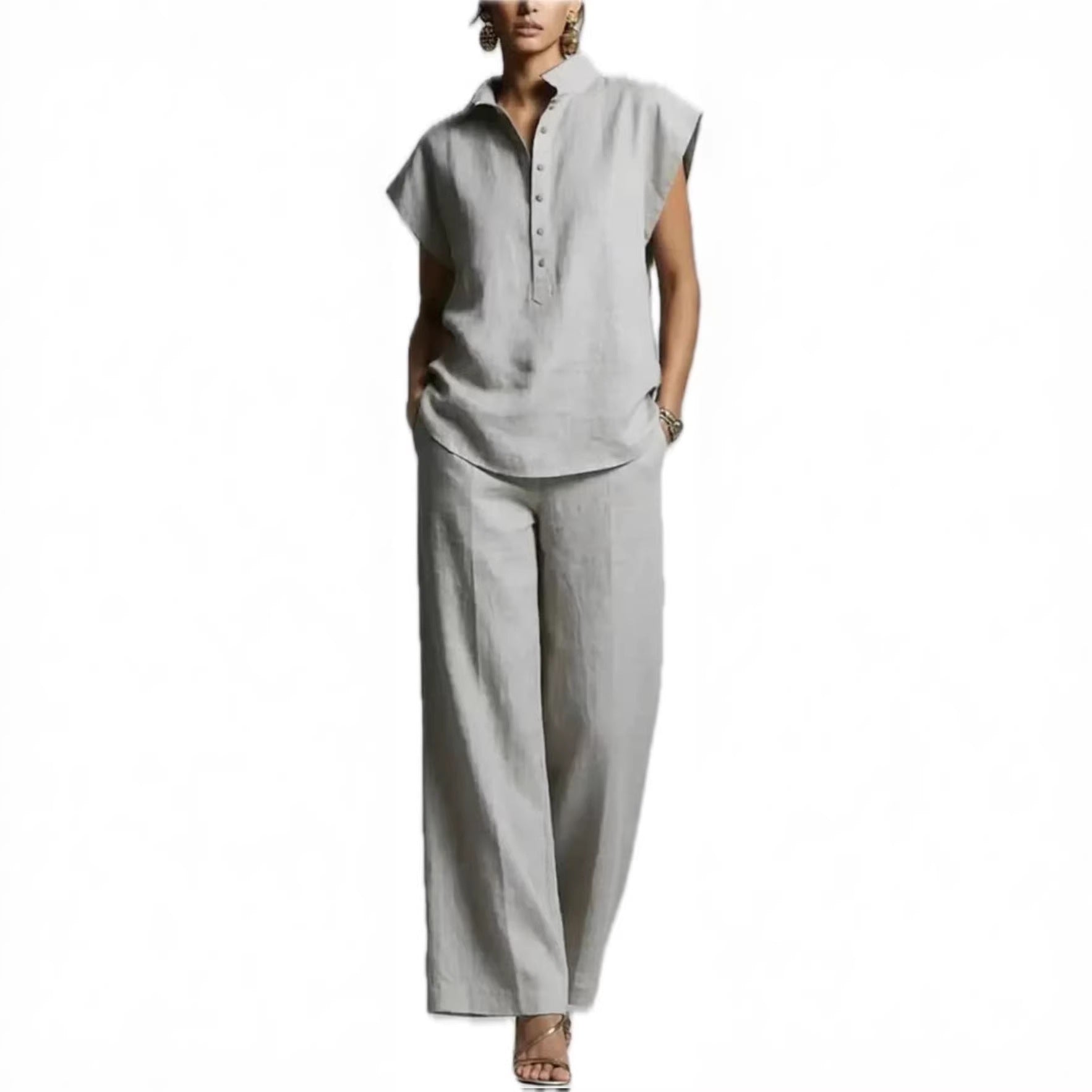 Women's Casual Cardigan Short-Sleeve Pants Set - Shop NCLC