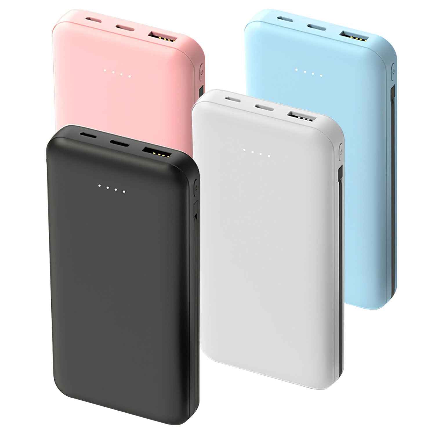 Portable 10000mAh Power Bank with Built-In Lightning & Type-C Cables – Fast Phone Charger