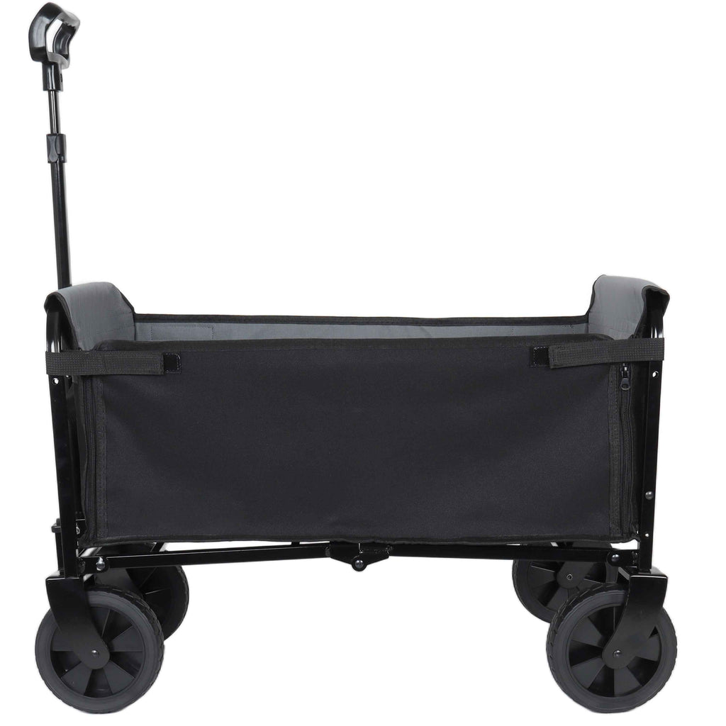 Collapsible Wagon with Wheels3-in-1  | 220lbs Heavy Duty Foldable Utility Cart for Camping, Groceries, Shopping & Pet Riding | Lightweight Portable Folding Wagon with Cup Holders – Black