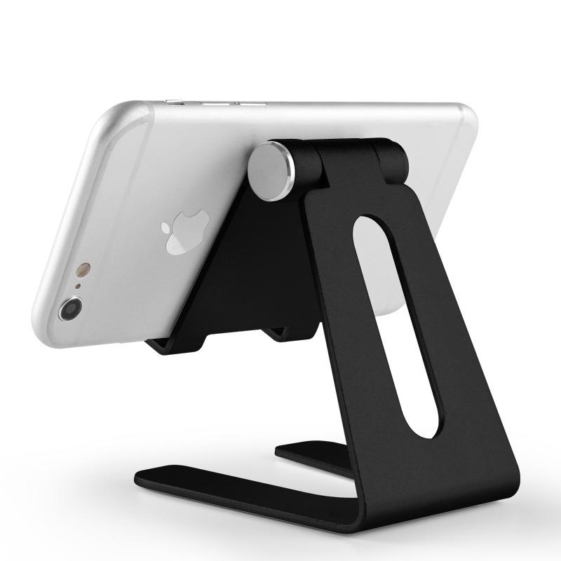 Adjustable Aluminum Cell Phone Stand, Silver – Foldable Desktop Phone Holder with Charging Port Cutout for Desk, Office, and Bedside