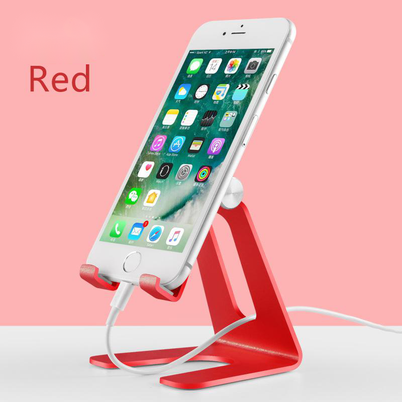 Adjustable Aluminum Cell Phone Stand, Silver – Foldable Desktop Phone Holder with Charging Port Cutout for Desk, Office, and Bedside