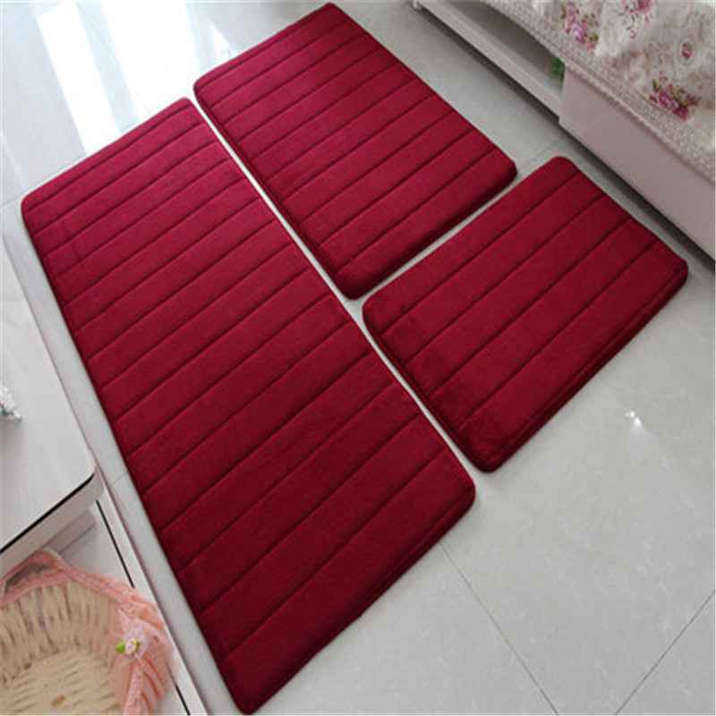3-Piece Memory Foam Bath Mat & Floor Rug Set | Non-Slip Absorbent Toilet & Shower Mats