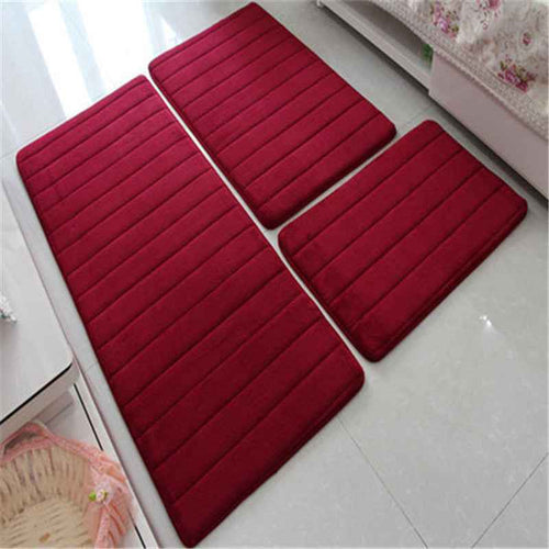 3-Piece Memory Foam Bath Mat & Floor Rug Set | Non-Slip Absorbent Toilet & Shower Mats