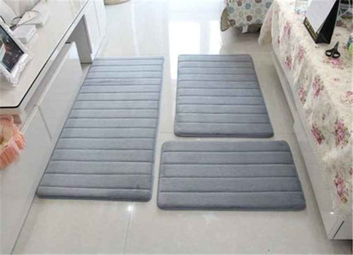 3-Piece Memory Foam Bath Mat & Floor Rug Set | Non-Slip Absorbent Toilet & Shower Mats