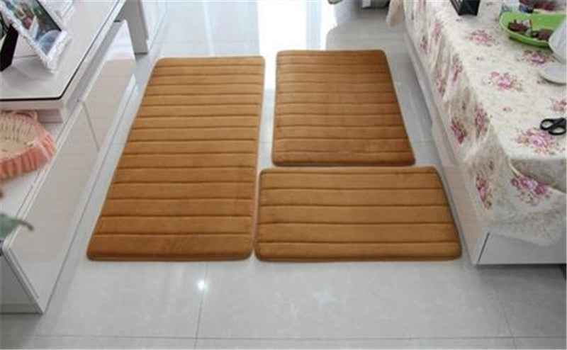 3-Piece Memory Foam Bath Mat & Floor Rug Set | Non-Slip Absorbent Toilet & Shower Mats