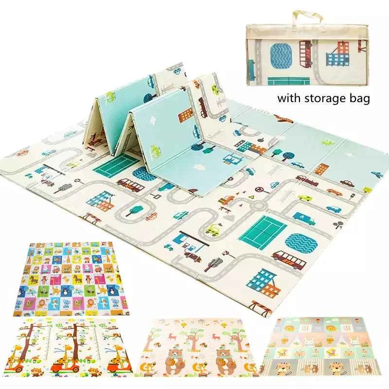 Foldable XPE Baby Play Mat | 1cm Thick Reversible Non-Slip Kid’s Crawling & Game Carpet