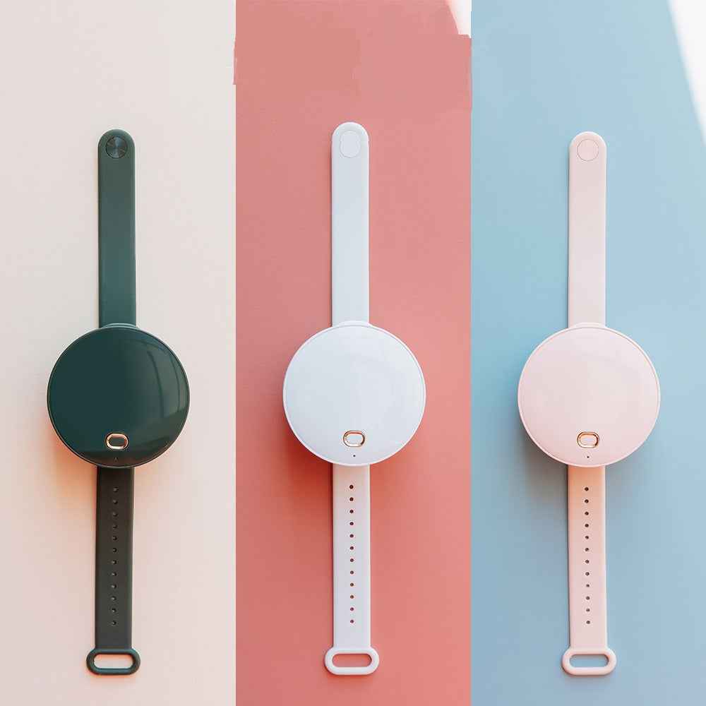 Portable Wrist Fan Mirror Leafless USB Rechargeable 3 Speed Adjustable Air Cooler Handheld for Travel Home Office Use