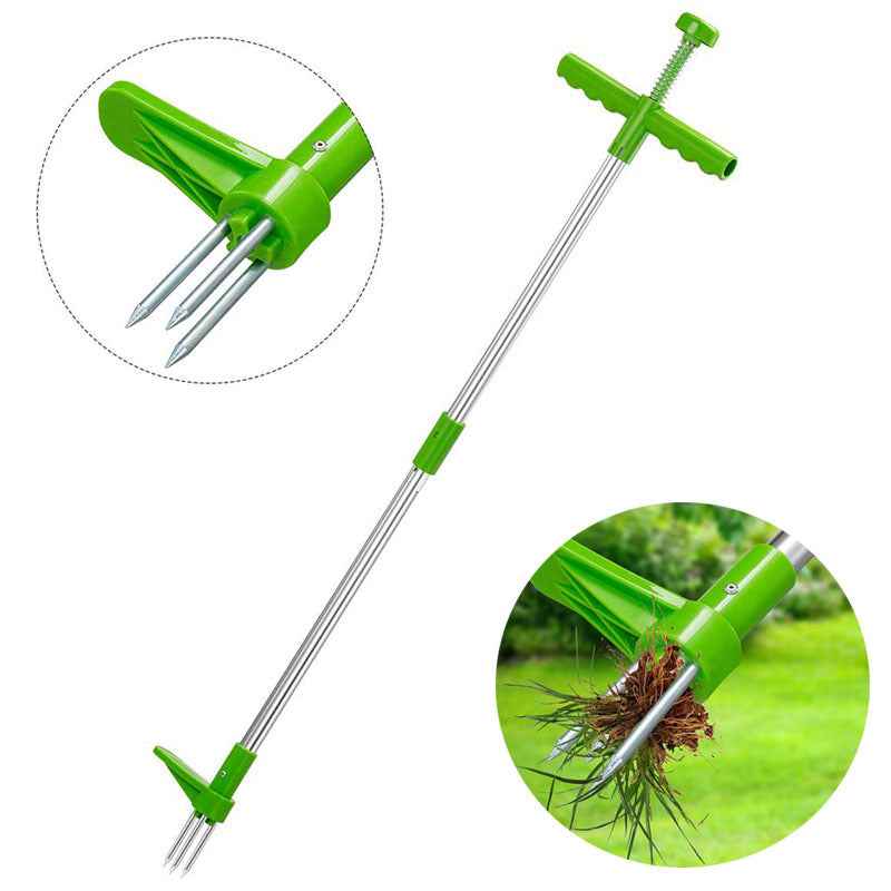 Long Handle Weed Puller & Three-Prong Stand Up Weeder Tool for Garden