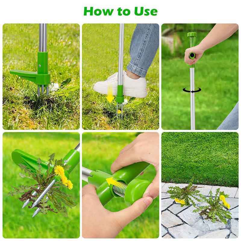 Long Handle Weed Puller & Three-Prong Stand Up Weeder Tool for Garden