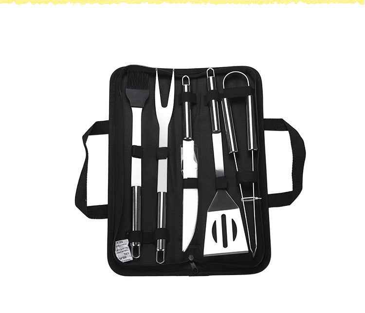 20-Piece Stainless Steel BBQ Grill Tool Set | Heavy-Duty Outdoor Barbecue Utensils Kit with Spatula, Tongs, Fork, and Cleaning Brush for Camping, Tailgating & Backyard Grilling