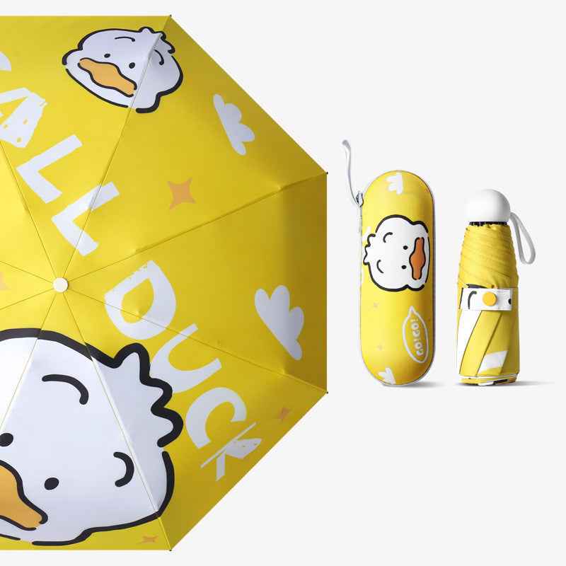 Cute Cartoon or Solid Color UV Protection Sun Umbrella | Rain & Sun Dual-Purpose Folding Parasol