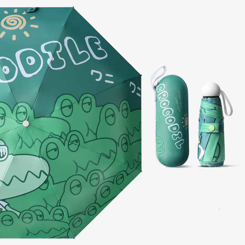 Cute Cartoon or Solid Color UV Protection Sun Umbrella | Rain & Sun Dual-Purpose Folding Parasol