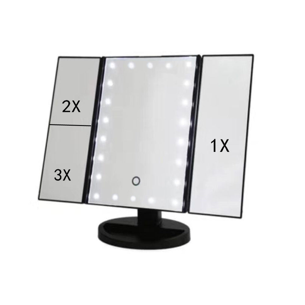 24 LED Magnifying Lighted Cosmetic Makeup Mirror Tabletop Tri-fold Touch Screen Mirror Touch Screen - Shop NCLC