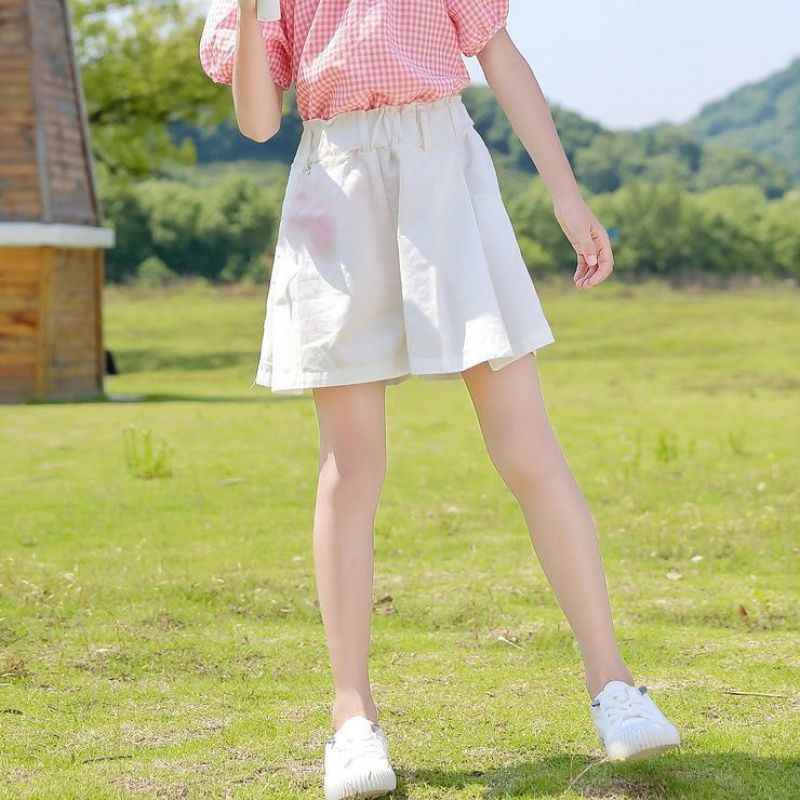 Girls Plaid Top & Khaki Shorts 2-Piece Summer Set