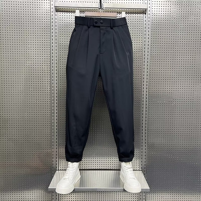 Mens Solid-Color Korean-Style Loose-Fit Versatile Casual Pants - Shop NCLC