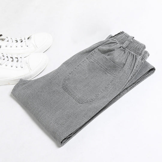 Linen solid color casual pants - Shop NCLC