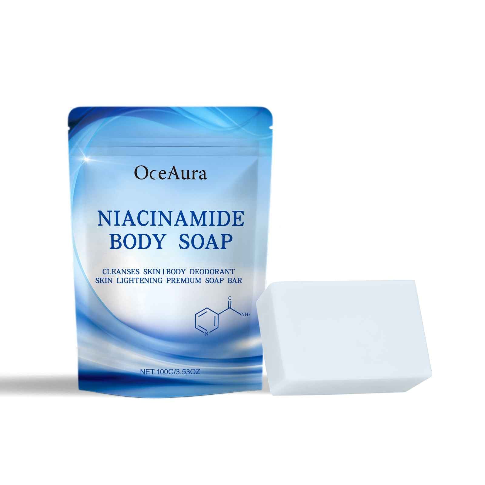OceAura Niacinamide Brightening Body Soap – Gently Cleans, Moisturizes & Restores Silky, Refreshed Skin (100g)