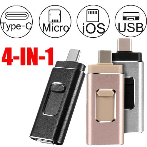 4 in 1 Photo Stick Flash Drive for iPhone, iPad, Android & Type-C Devices