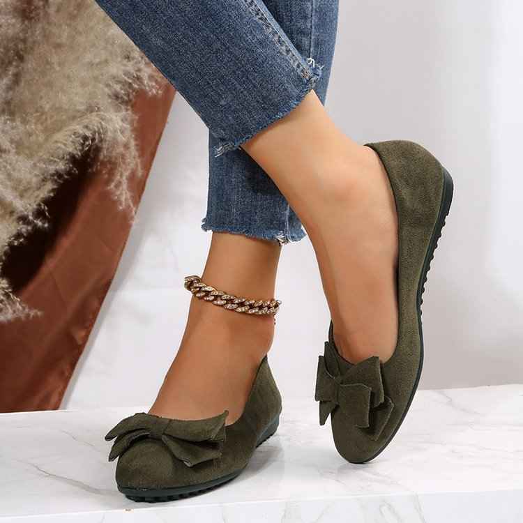 Women's Bowknot Round Toe Ballet Flats - Casual Slip-On Cozy Loafers