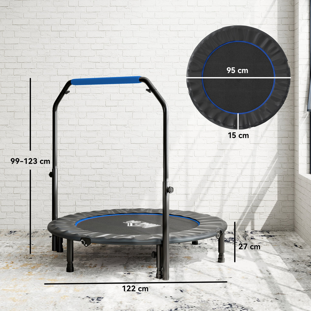 48" Foldable Mini Fitness Trampoline, With Adjustable Foam Handle, Blue - Shop NCLC