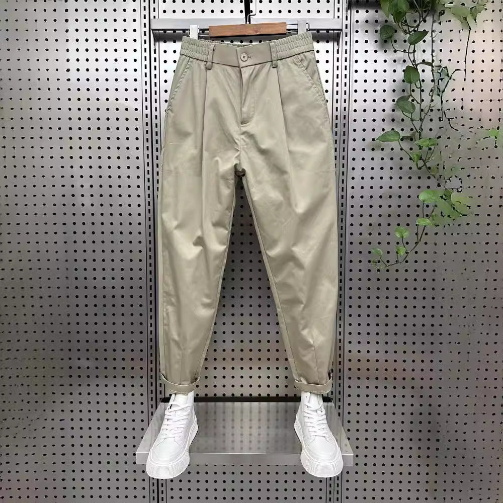 Mens Solid-Color Korean-Style Loose-Fit Versatile Casual Pants - Shop NCLC
