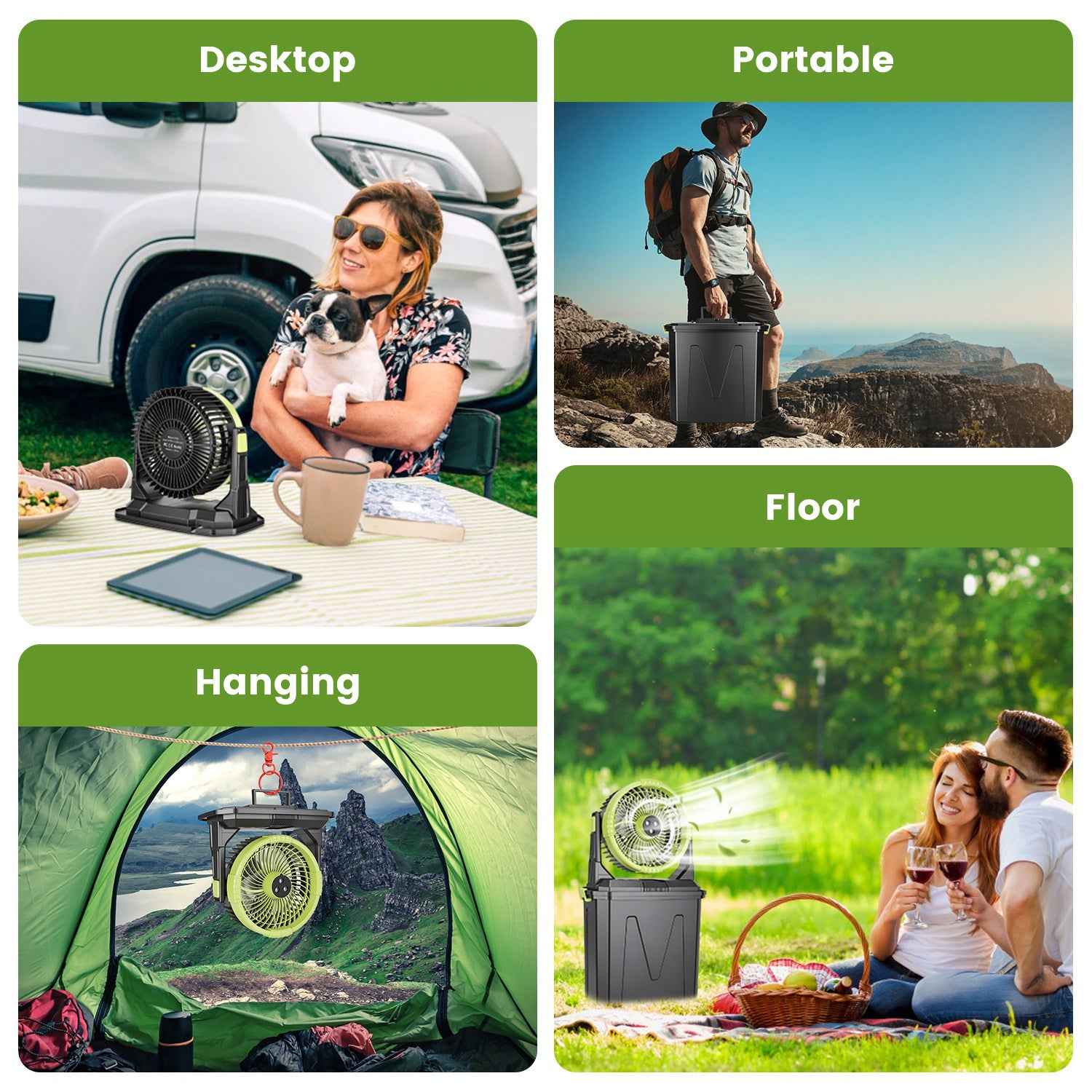 5-In-1 20000mAh Portable Misting Fan & 10L Air Cooler - Rechargeable Camping Fan with Remote