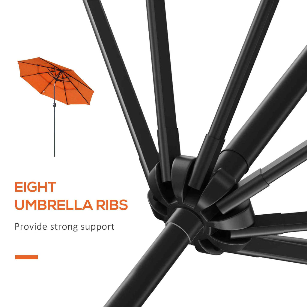 9FT 3-Tier Outdoor Patio Market Umbrella | Crank & Push Button Tilt for Deck & Backyard - Orange