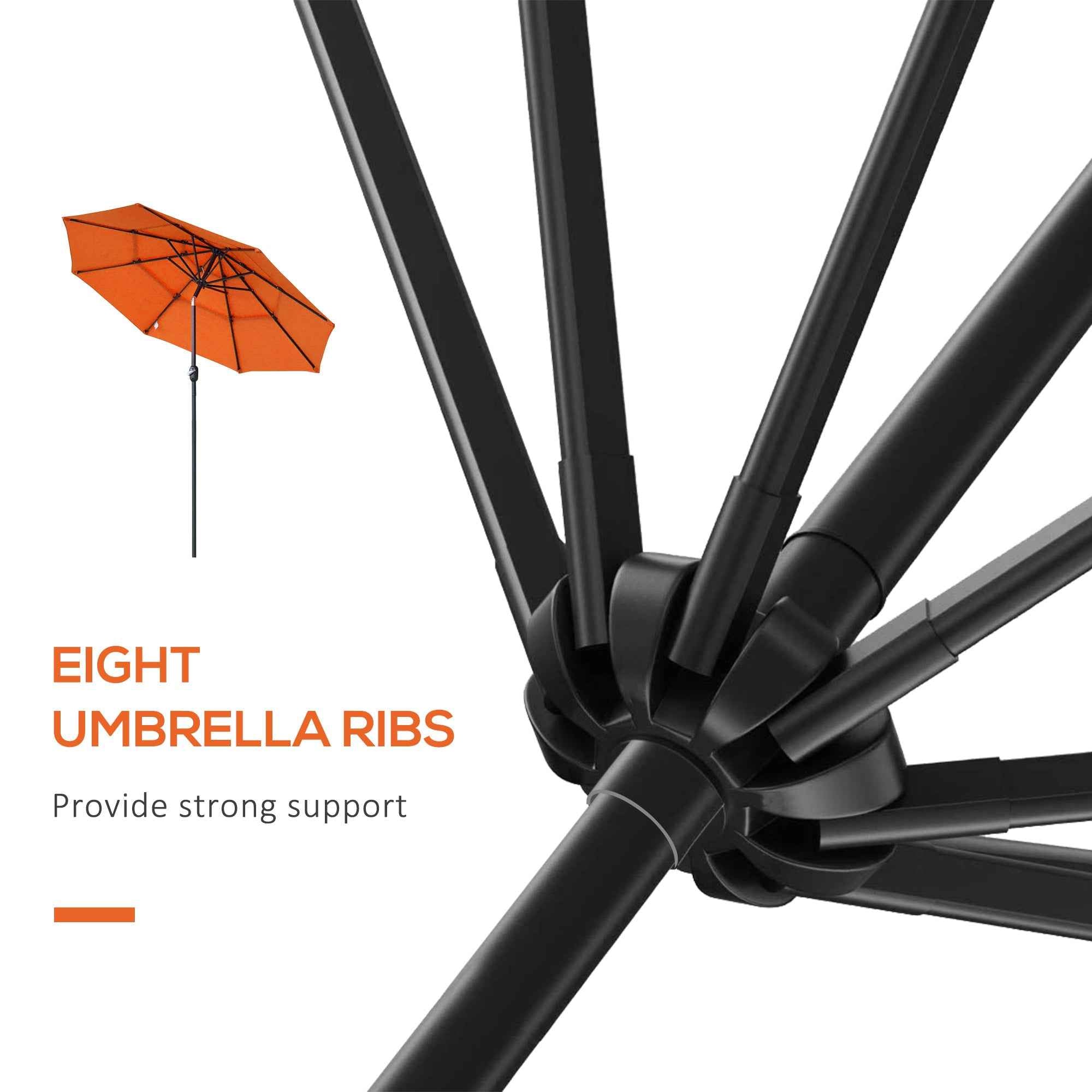 9FT 3-Tier Outdoor Patio Market Umbrella | Crank & Push Button Tilt for Deck & Backyard - Orange