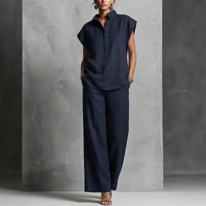 Women's Casual Cardigan Short-Sleeve Pants Set - Shop NCLC